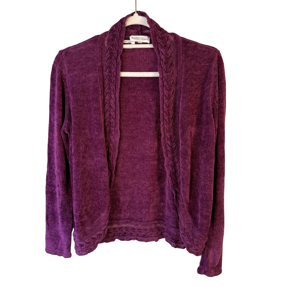 Northern Reflections Deep Purple Open Front Cardigan Size XS Cozy Knit Classic